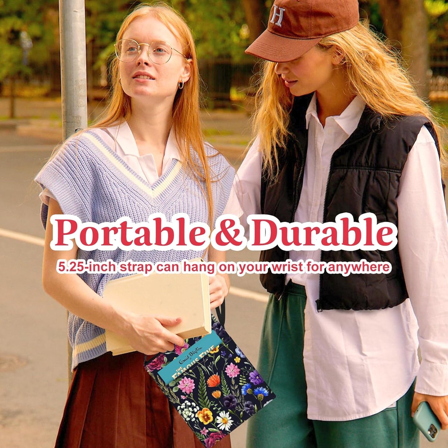 Slohif Book Sleeve Pouch Book Cover Protector with Zipper Cute Book Beau Booksleeve Small Large Botanical Pouches for Paperback HardBook Cover Reading Accessories for Students Women Readers