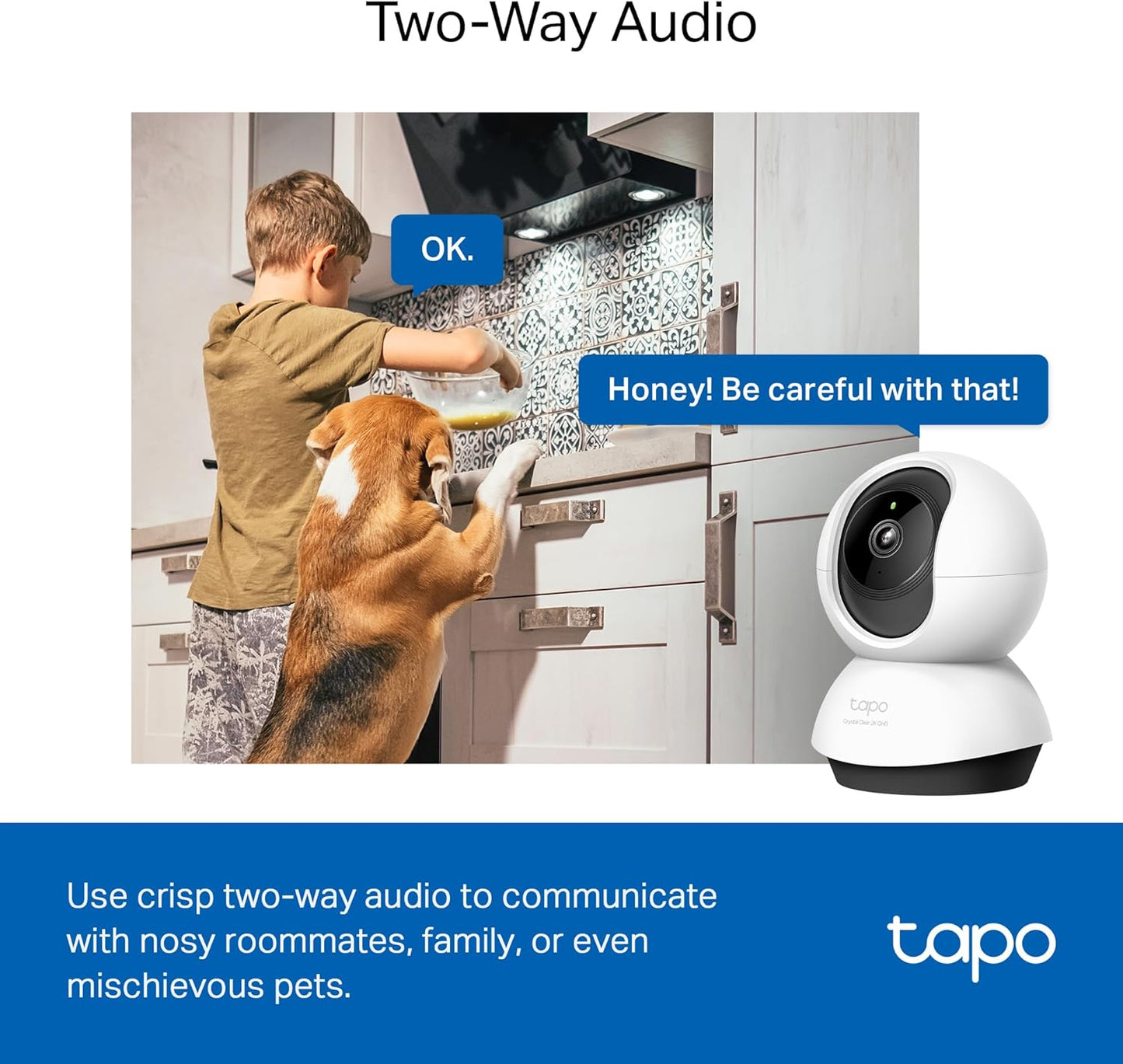 TP-Link Tapo 2K QHD Pan/Tilt Security Camera for Pet Camera, Baby Monitor, Motion Detection, Motion Tracking, 2-Way Audio, Night Vision, Cloud &SD Card Storage, Works w/Alexa & Google Home(Tapo C220)