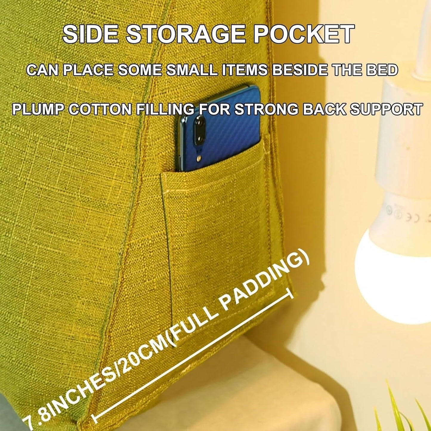 Triangular Headboard Pillows Adult Wedge Backrest,for Sitting Up in Bed Reading Pillow Large Bolster Day Bed Dorm Pillows with Removable Linen Cover