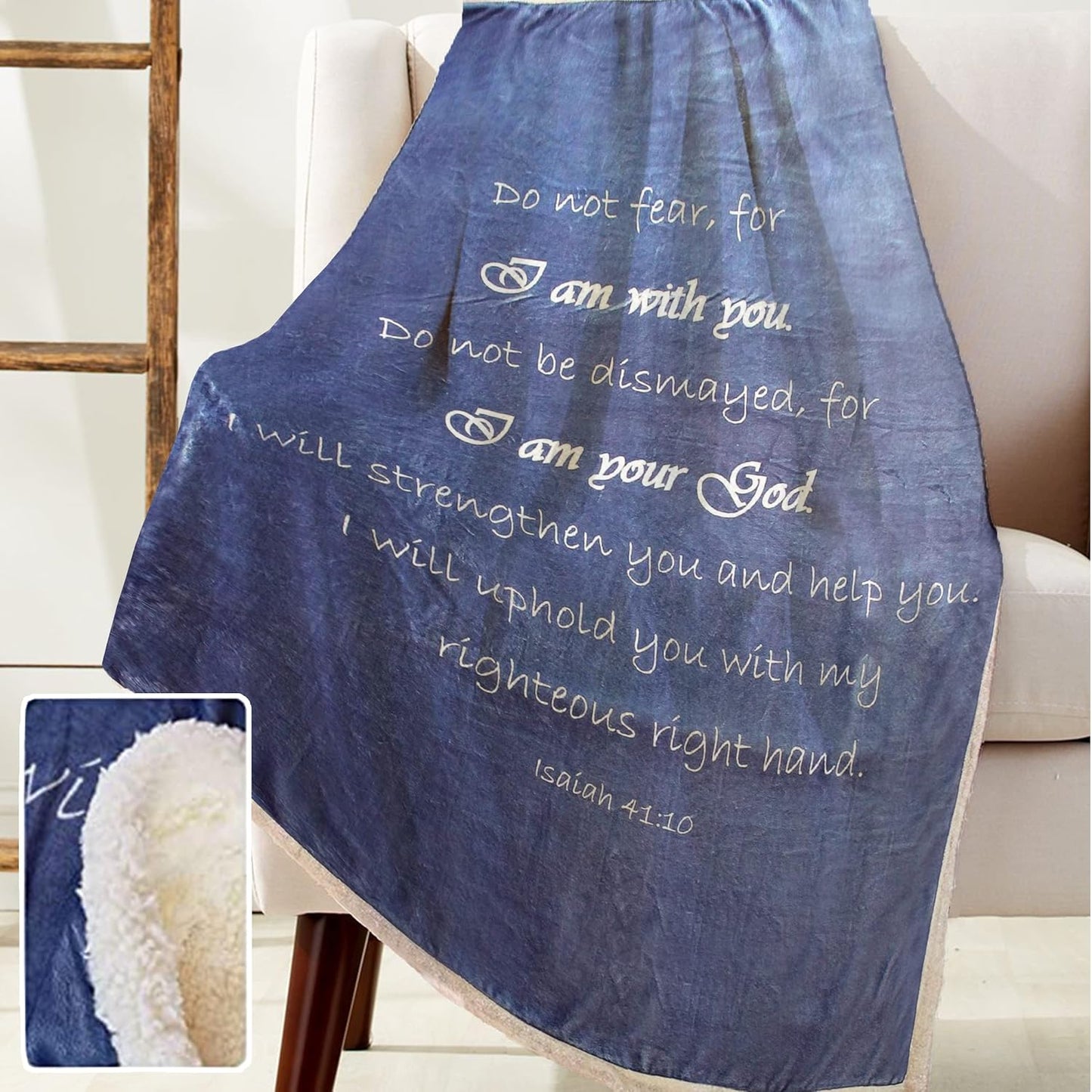 Compassion Warm Throw Sympathy Blanket - Double Layer 65x50 Throw Blankets - Soft Scripture Blue Throws for Couch & Bed - Healing Gifts for Women - Warm Bedspread for Bed