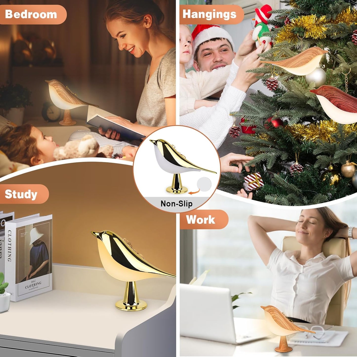 YOTOZU Small Bird Desk Lamp,3 Color Temperatures LED Night Light,Rechargeable Table Lamps Cordless Portable Lighting Bedside Lamp with Aroma Diffuser Function for Bedroom Decor Perfect Gifts(Gold)