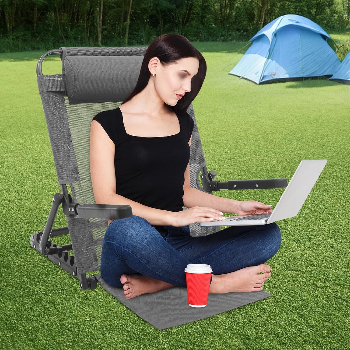 Adjustable Folding Bed Backrest with Pillow & Armrest, 40°-90° Portable Support for Elderly, Pregnant Women & Patients, 400lbs Capacity, Ideal for Reading, Eating & TV (Black)