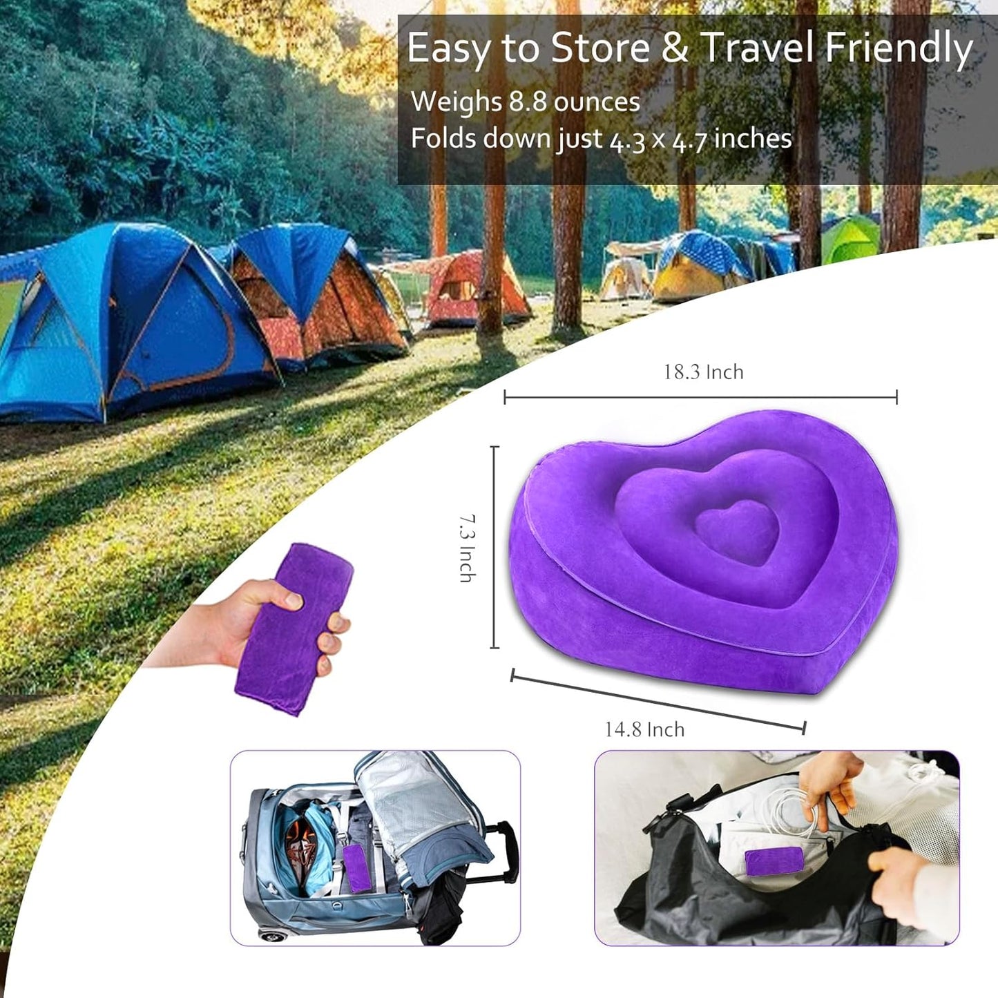 Inflatable Acid Reflux Pillow, Portable Pillow Wedges for Sleeping, Lap Desk Gaming Pillows for Travel, Multi-Functional Wedge Yoga Pillow for Reading, Laptop, Crocheting, Body Positioners