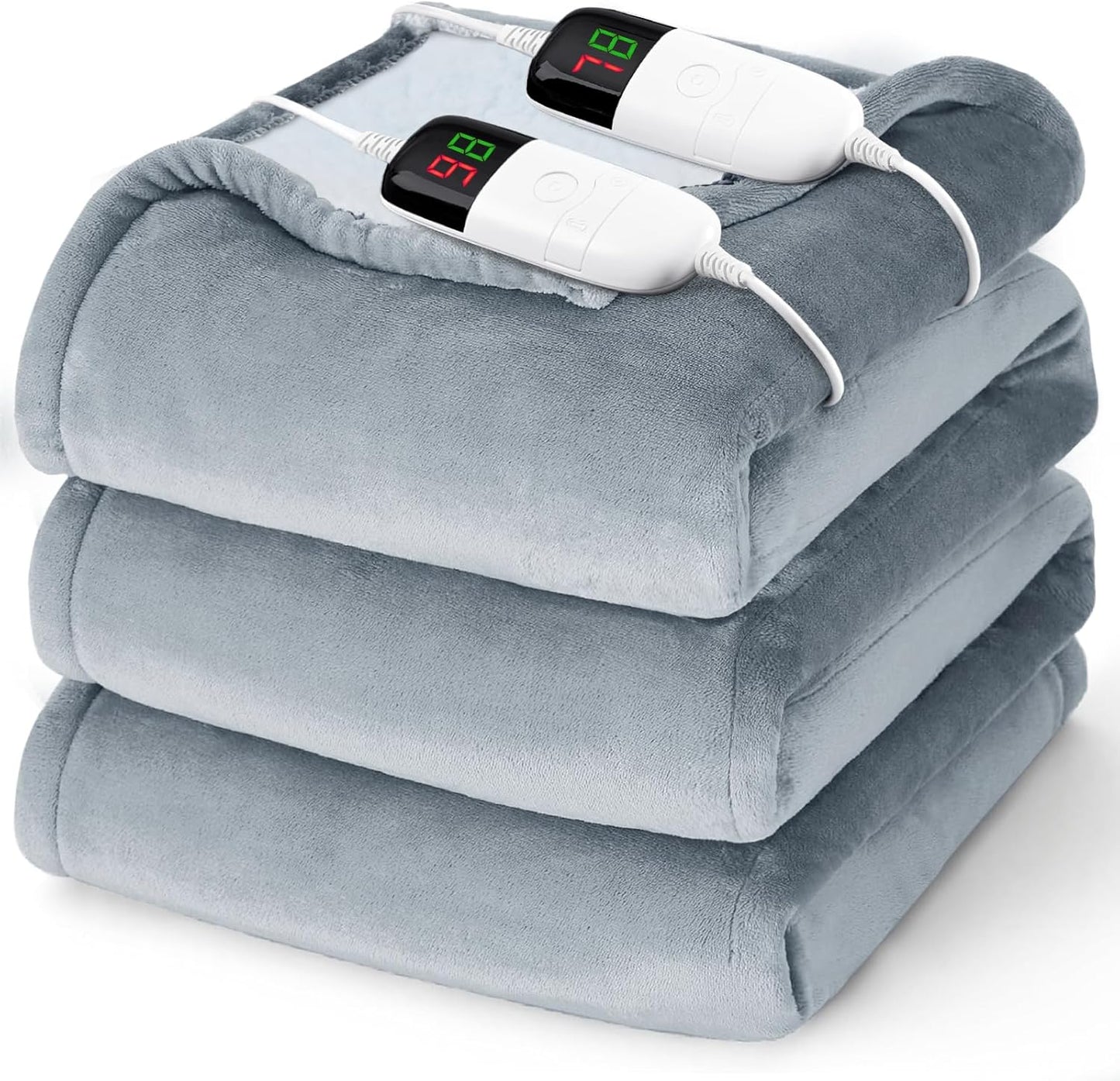 Heated Electric Blanket Queen Size - 84" x 90" Heating Blanket with Dual Control, 10 Heating Levels & 8 Hours Auto Off, Soft Warm Flannel Blanket, Christmas Birthday Gifts for Senior Grandma