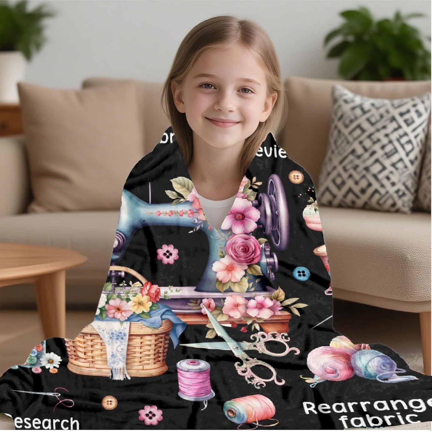 Sewing Blanket, Gifts for Sewing Lovers,Quilt,Quilting Lovers, Soft Lightweight Plush Flannel Quilt Throw Blankets for Mom Grandma Women Girls, 40"x50" for Kids