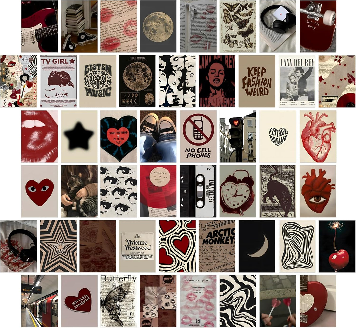 50 Pcs Downtown Girl Room Decor Aesthetic, Y2k Wall Collage Kit Aesthetic Pictures, Coquette Wall Art Posters Prints Y2k Posters for Bedroom, Vintage Pictures Wall Decor for Dorm