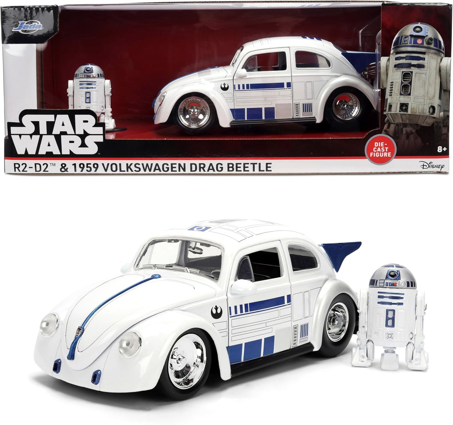 Jada Star Wars R2-D2 with 1959 Volkswagen Drag Beetle 1:24 Die-Cast Vehicle & 2.5-Inch Figure Toys