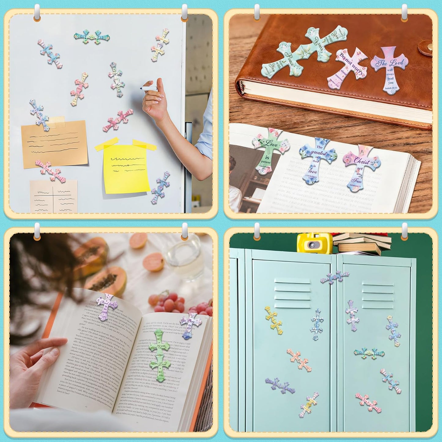 50Pack Magnetic Bookmarks Christian Bookmarks Bulk Cross Bible Bookmark for Reading Women Men Kids Teacher Book Lovers Gifts, Religious Magnet Bookmark Clips Cute Personalized Book Markers (Flower)