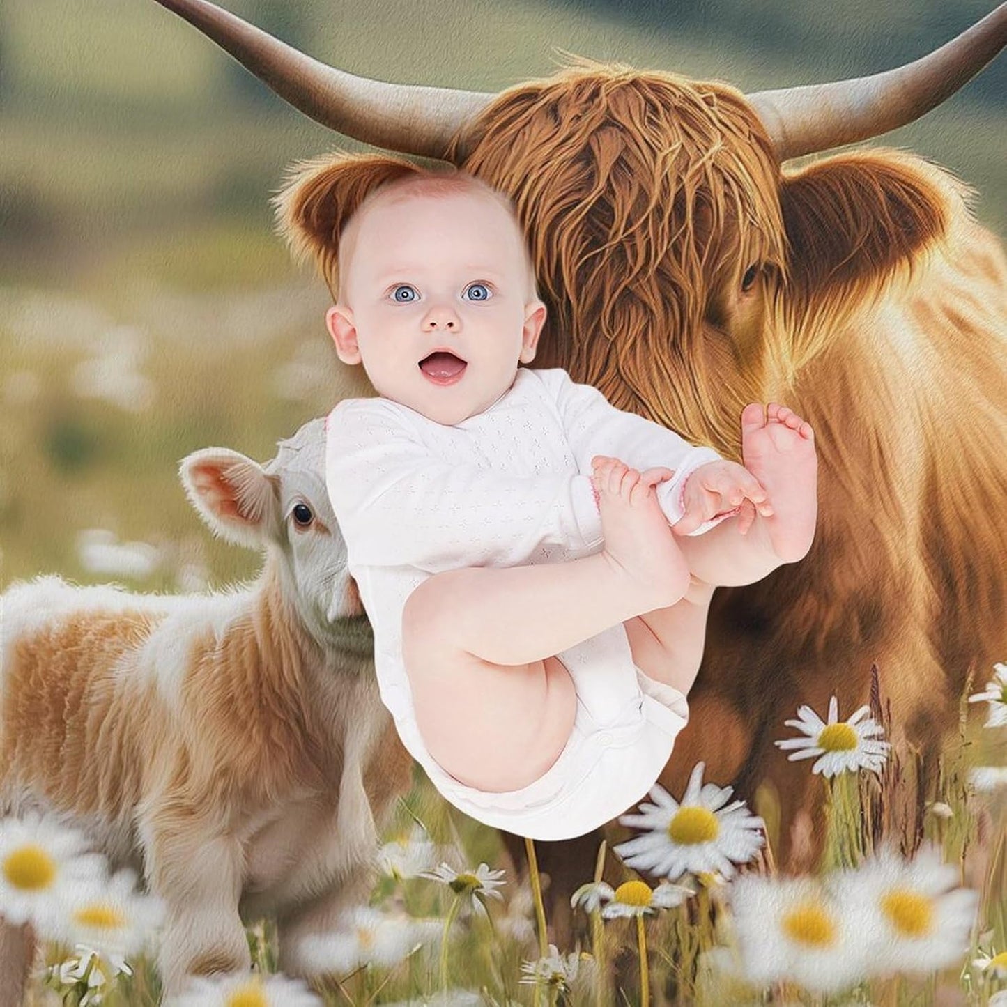 Highland Cow Throw Blanket for Couch Bed Plush Cozy Fuzzy Flannel Blanket for All Season 55"x70"
