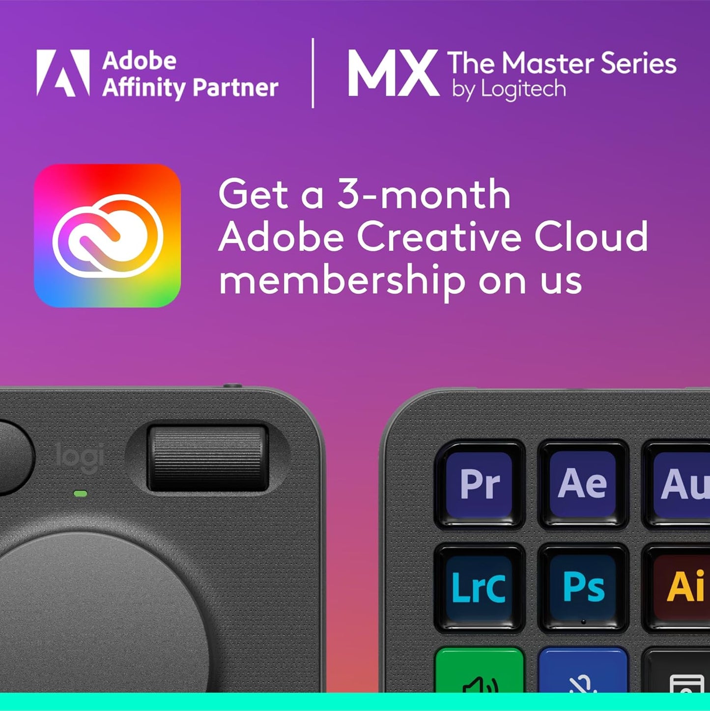 Logitech MX Creative Console, 9 Customizable LCD Keys, Stream Deck Accessories,Connectivity Technology USB-C, Control Dial for Graphic Design, Zoom, Spotify - Graphite, 3-Month Adobe Cloud Membership