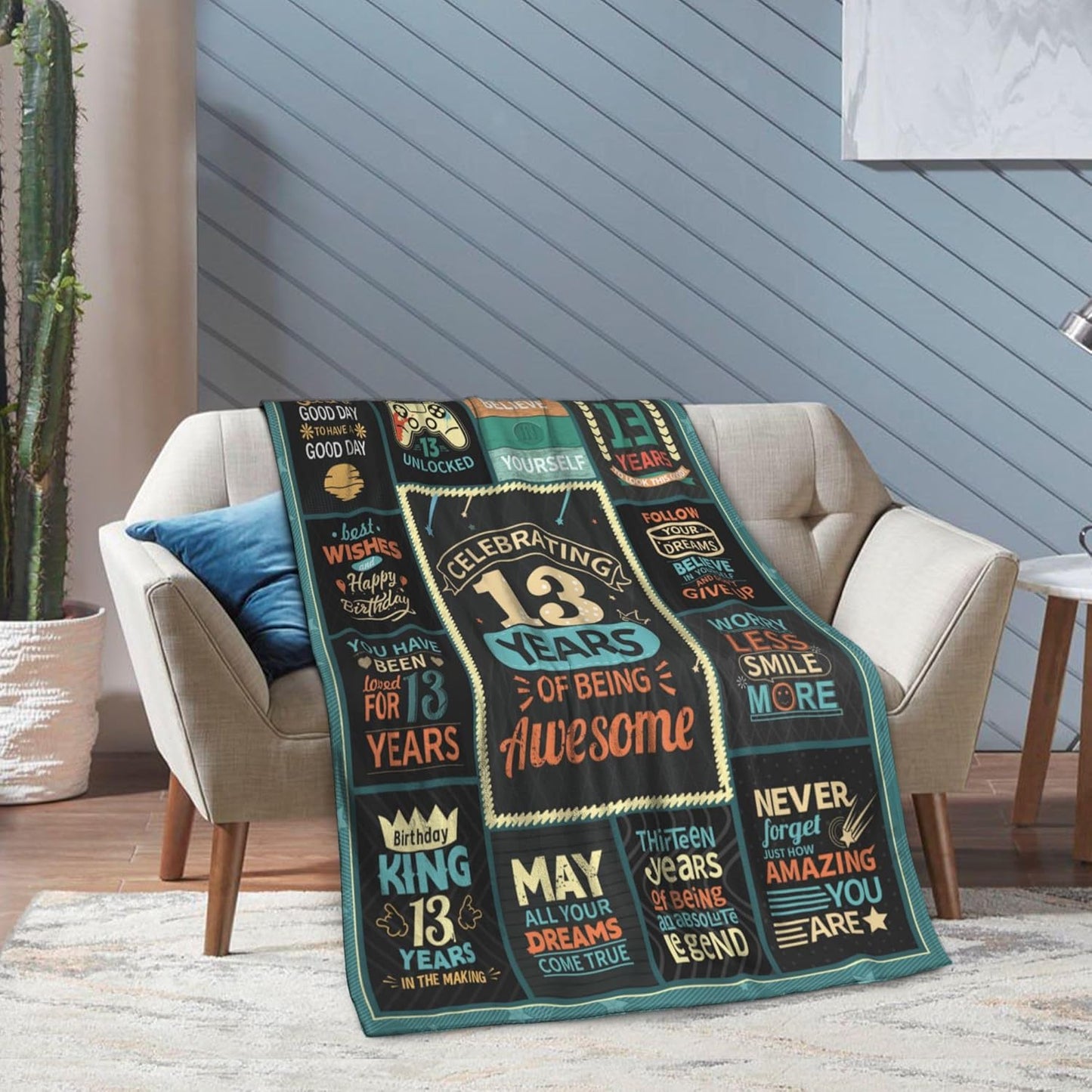 13 Year Old boy Birthday Gifts, Coolest Gifts for 13 Year Old boy, 13th Birthday Gift for Boys Blanket 60"X50", 13th Bday Gift Ideas Decorations, Present for Teenage Boys who is Thirteen