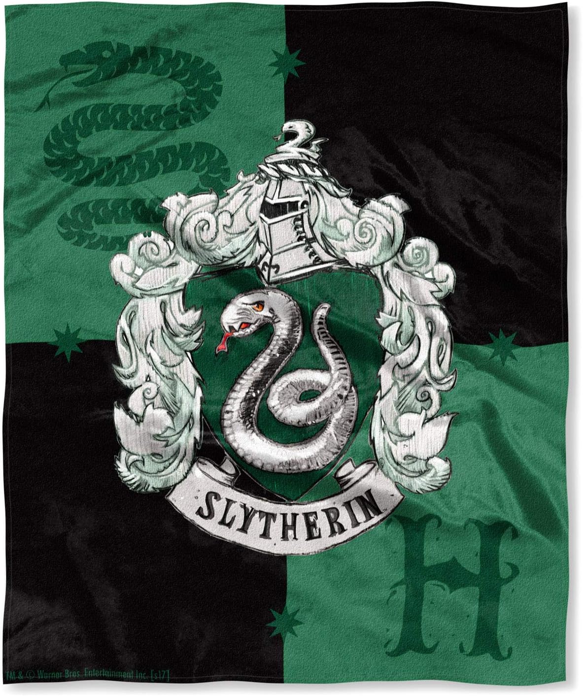 Harry Potter House Crests Silk Touch Throw Blanket 50" x 60"-Slytherin