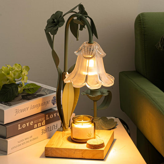 Flower Candle Warmer Lamp with Timer & Dimmer,Candle Warmer for Home Decor Aesthetic,Adjustable Height Wax Melt Warmer for Jar Candles,Christmas Birthday Gifts for Women Mom(2 Bulb)