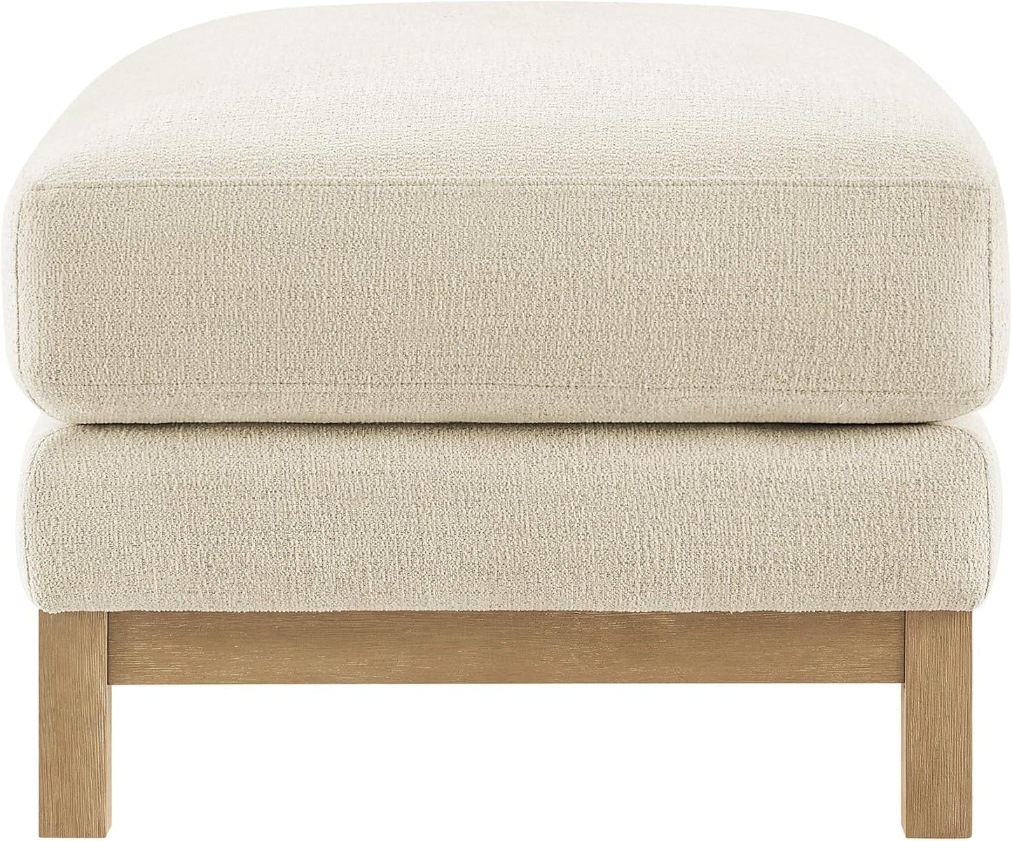 Modway Roscoe Fabric Ottoman in Ivory - Upholstered Rectangular Footstool for Living Room, Bedroom, or Lounge Seating