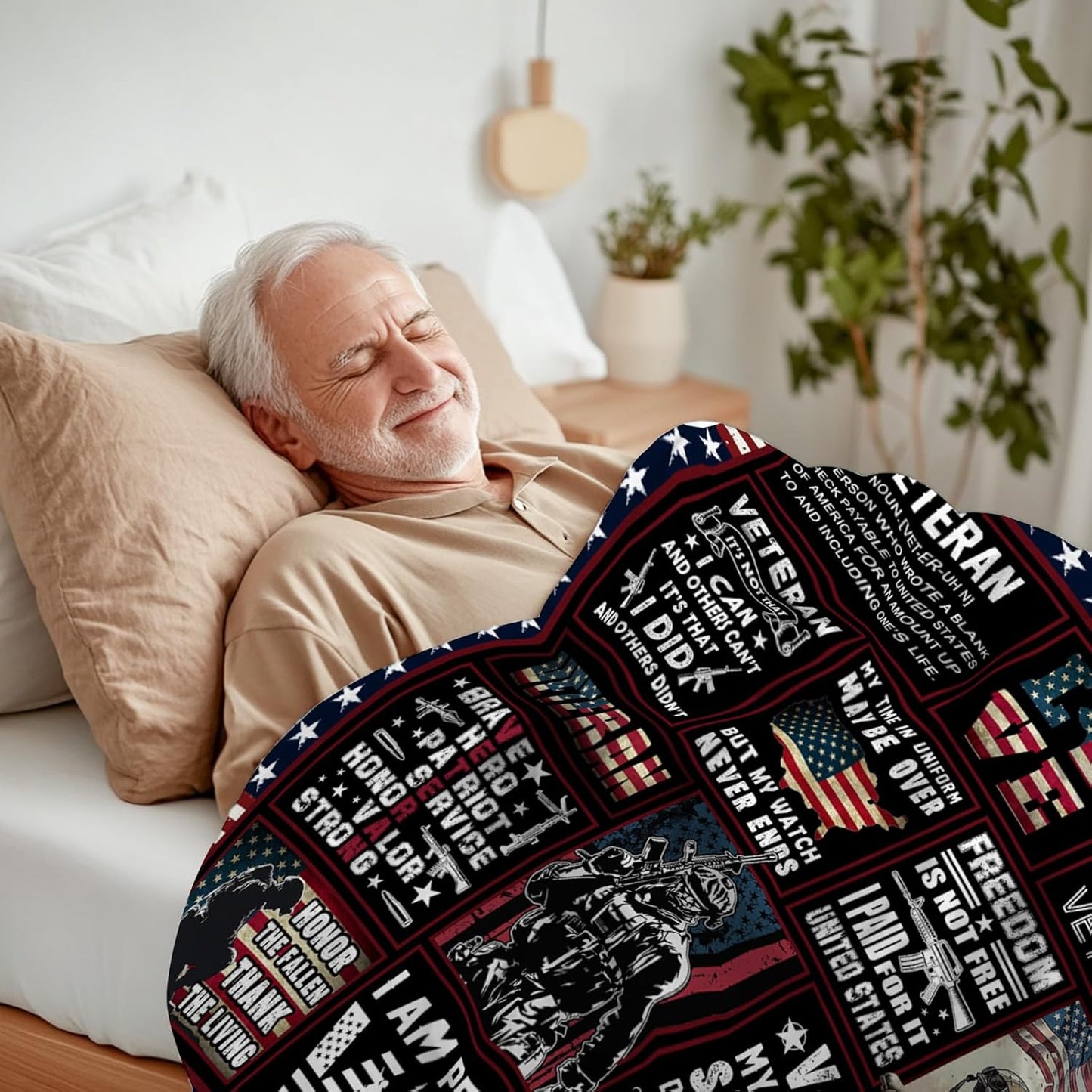 Veteran Gifts for Men Dad Husband, Fathers Day Birthday Retirement Gifts for Veterans, Navy/Army/Air Force Veteran Gifts, Hard Head Veterans Blanket 50"x60"
