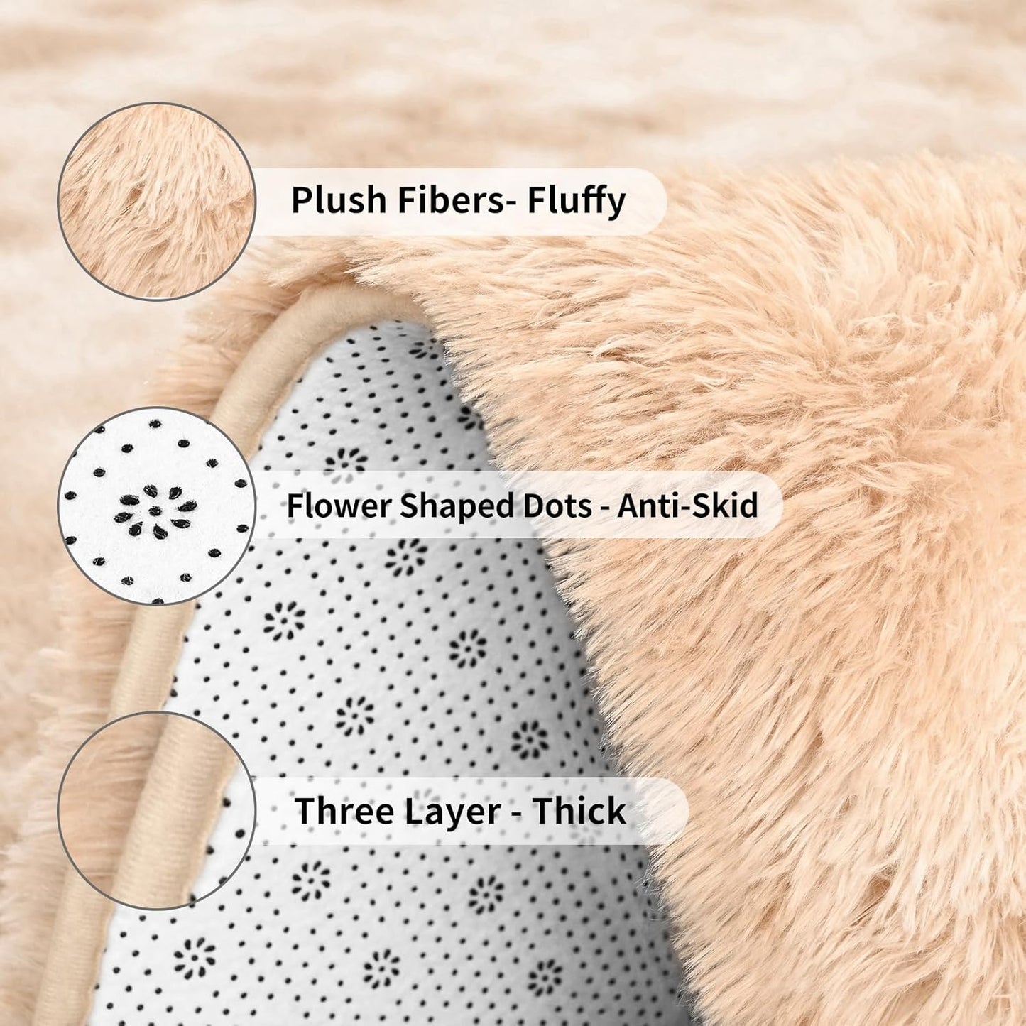 FlyDOIT Large Area Rugs for Living Room, 4x6 Feet Tie-Dyed Beige Shaggy Rug Fluffy Throw Carpets, Ultra Soft Plush Modern Indoor Fuzzy Rugs for Bedroom Girls Kids Nursery Room Dorm Home Decor