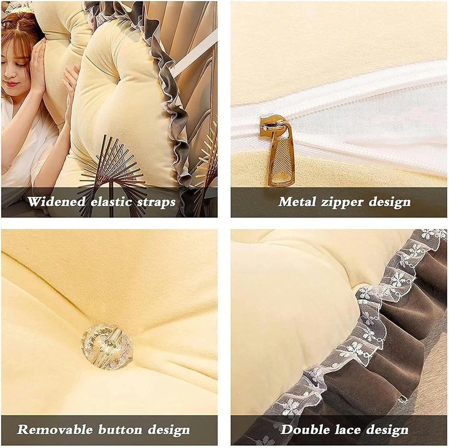Bed Back Cushion Pillow, Wedge Body Positioners Pillow Bedroom Double-Sided Pillow Modern Soft Pack Headboard Backrest Cushion Bed Rest Pillows(Beige,150x80x15cm)
