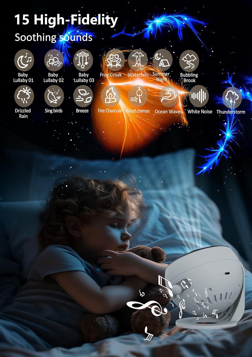 Galaxy Projector for Bedroom Pro Version,HD Image Star Projector Galaxy Light,Remote Control & White Noise,Bluetooth Speaker,360° Rotating,13 Film Discs Planetarium Projector for Adults Kids