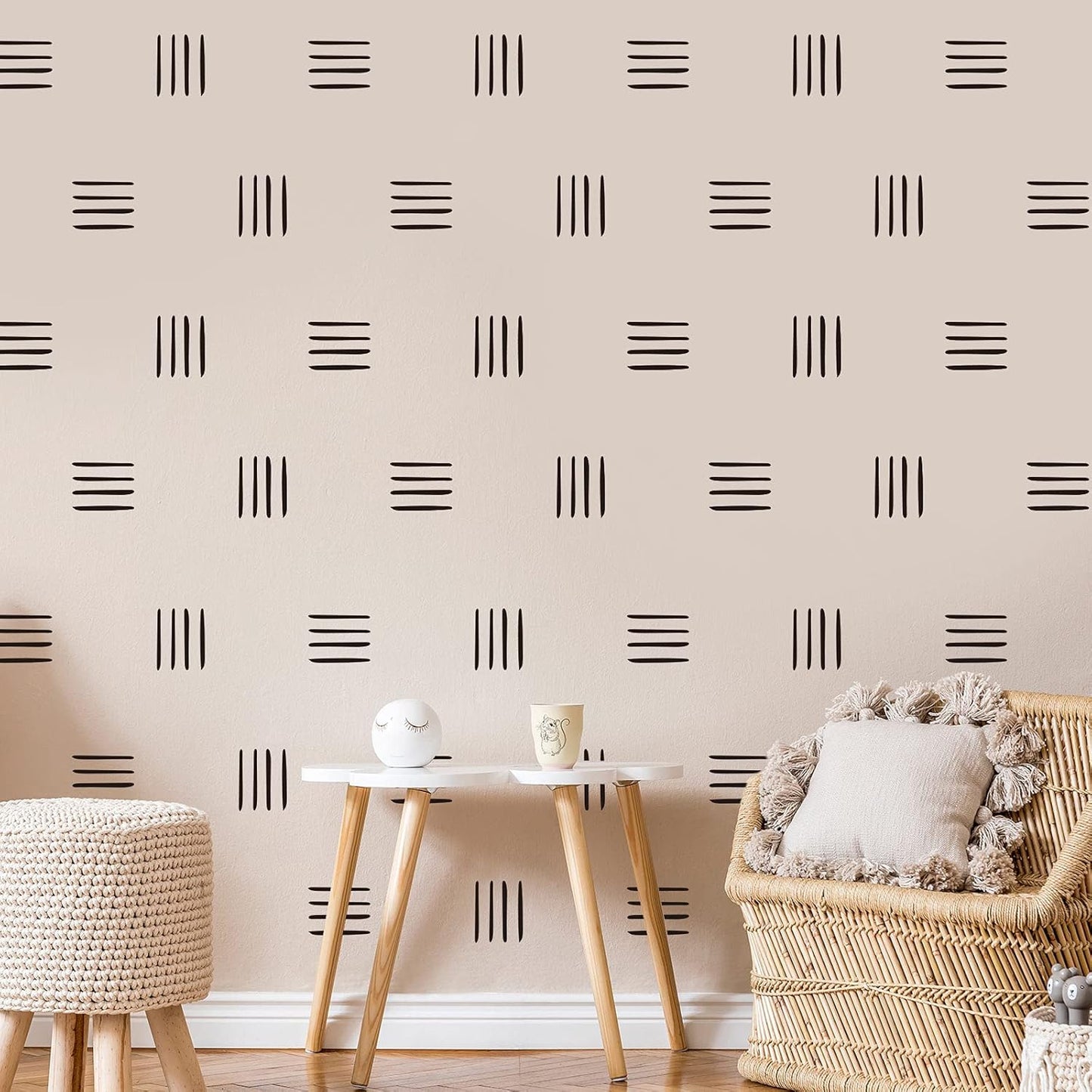 240 Pcs Modern Boho Wall Decals - Abstract Art Decor Black Line Stickers - Removable Peel and Stick for Nursery Room Farmhouse Decor