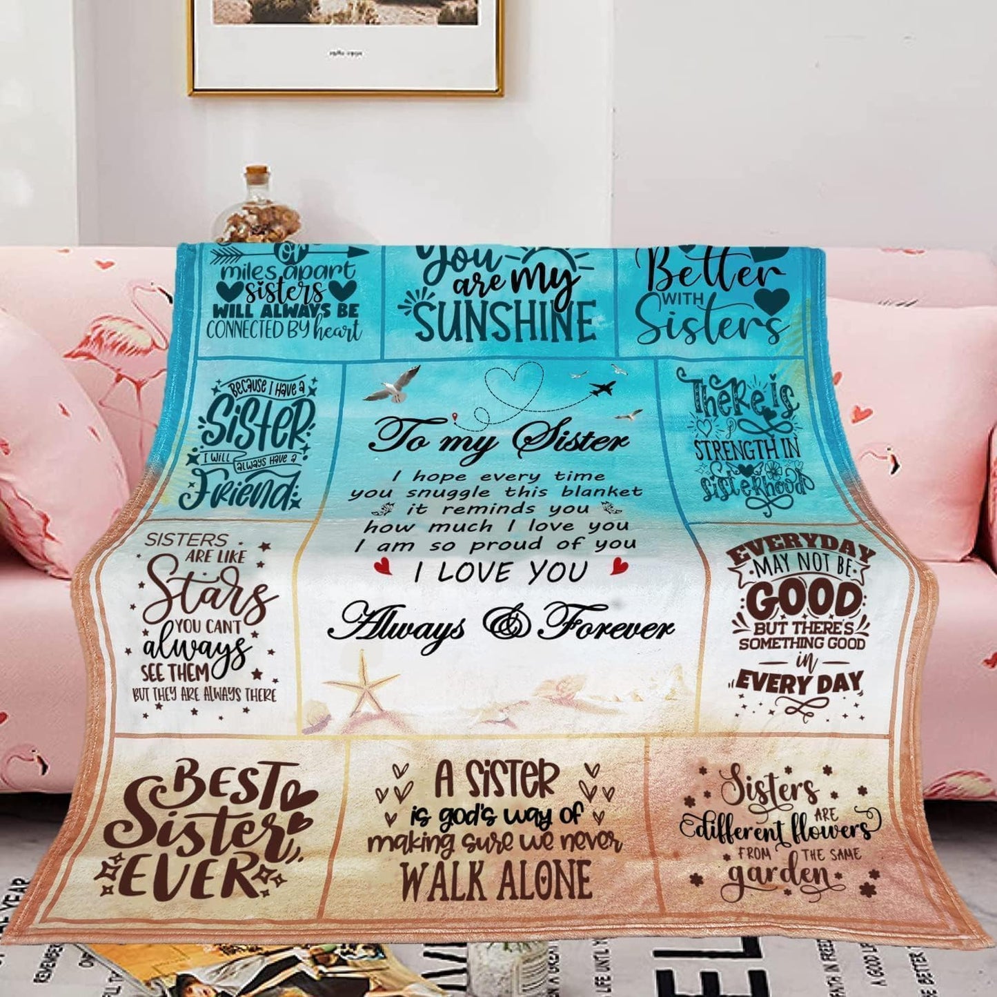 Sister Gifts Blanket, Sister Birthday Gifts Ideas, Birthday Gifts for Sisters, Best Sisters Ever Gift for Women, Mothers Day Christmas Big Sis Gifts Soft Flannel Throw Blanket 60"X50"