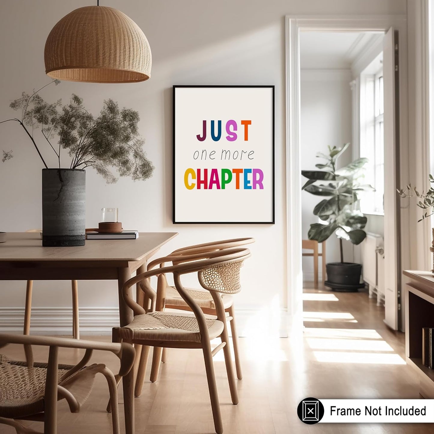 Poster Master Just One More Chapter Poster - Typography Print - Reading Art - Library Design - Nursery Illustration - Colorful Kid's Room or Classroom Decor - 8x10 UNFRAMED Wall Decor