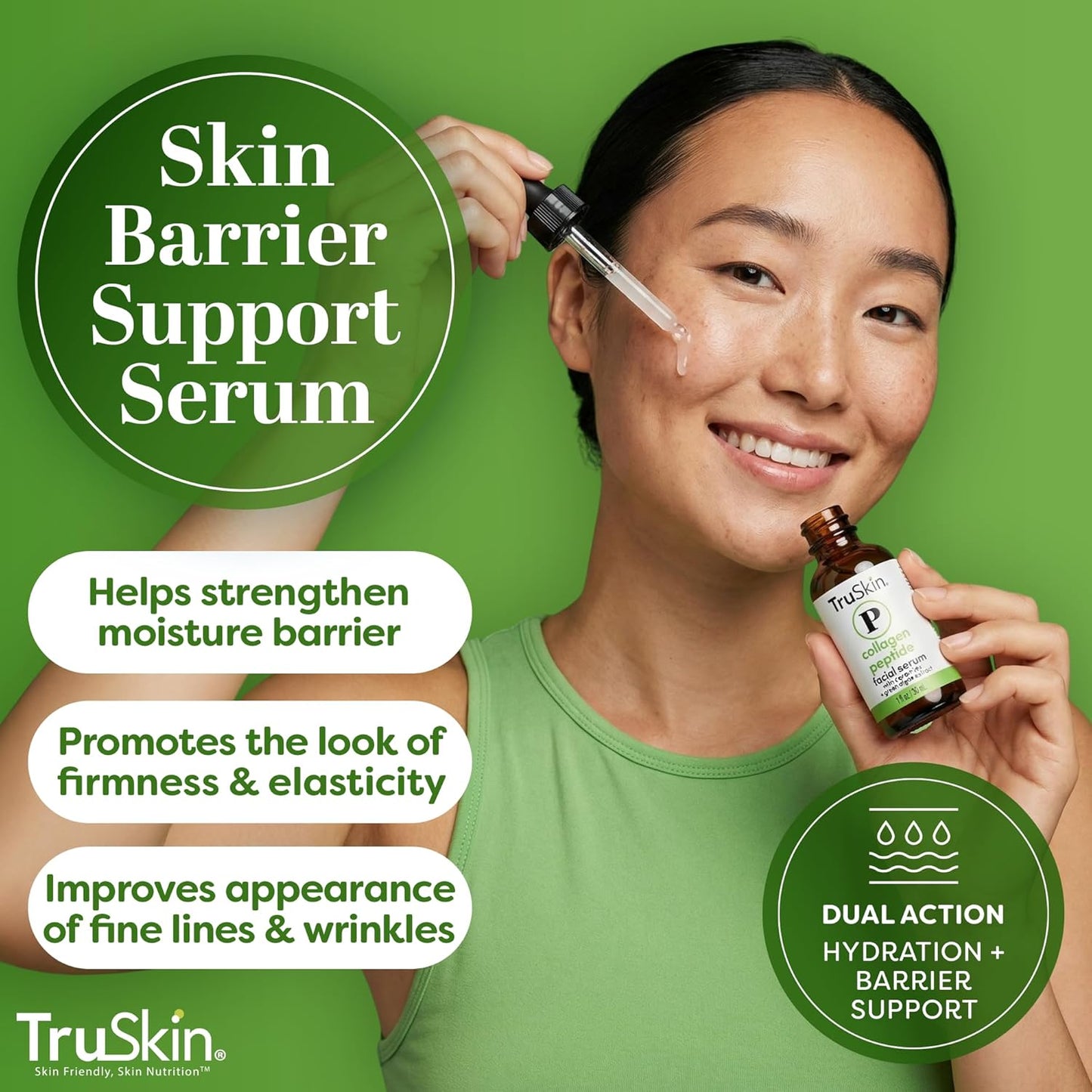 TruSkin Peptide Serum for Face - Pro Collagen Multi-Peptide Anti-Aging Serum with Tripeptide-29 & Ceramides - Supports Skin’s Natural Collagen & Barrier for Firmer-Looking Skin, 1 fl oz