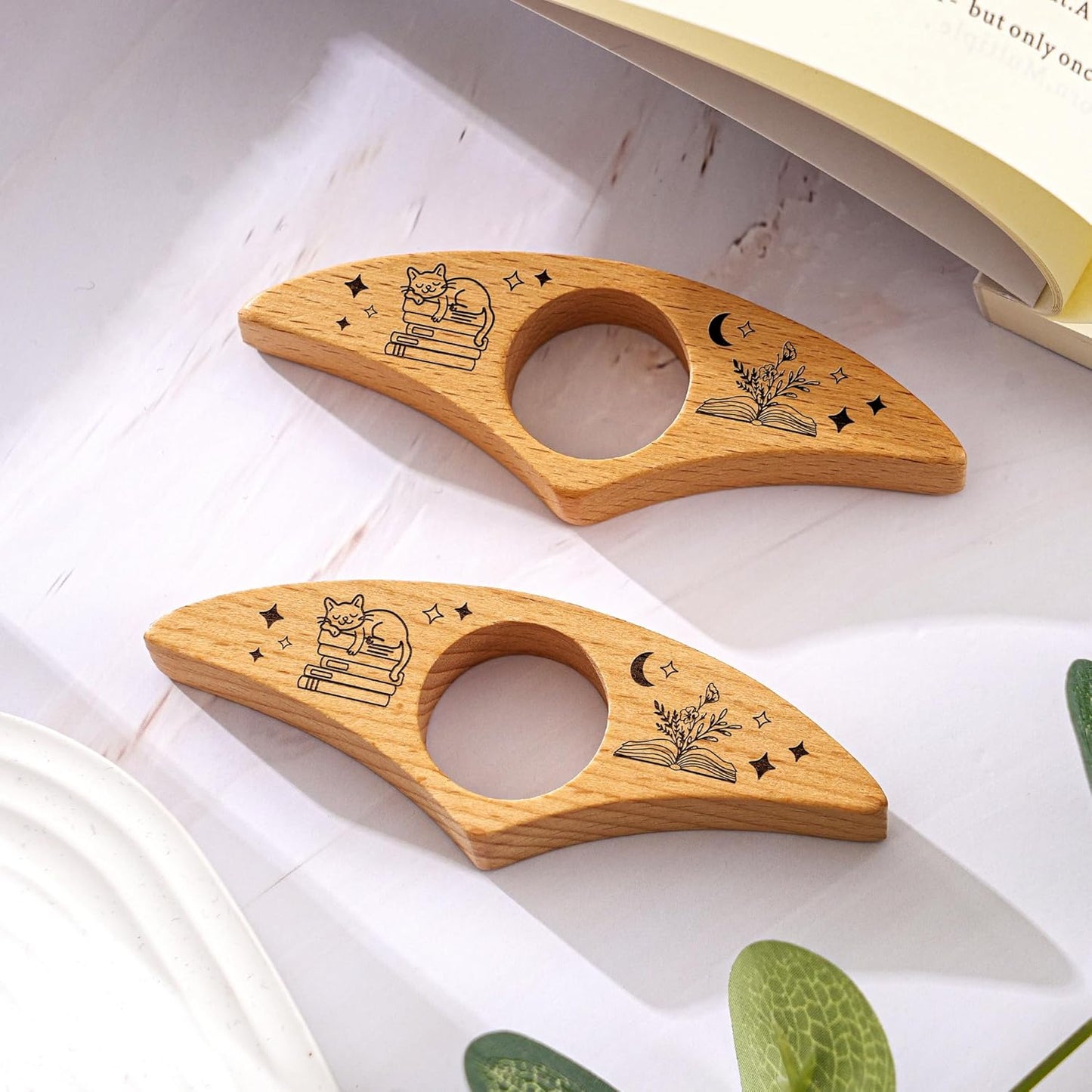 Custom Thumb Book Page Holder - Just One More Page Personalised Wooden Thumb Page Holder for One-Handed Reading, Gift for Teachers and Book Lovers