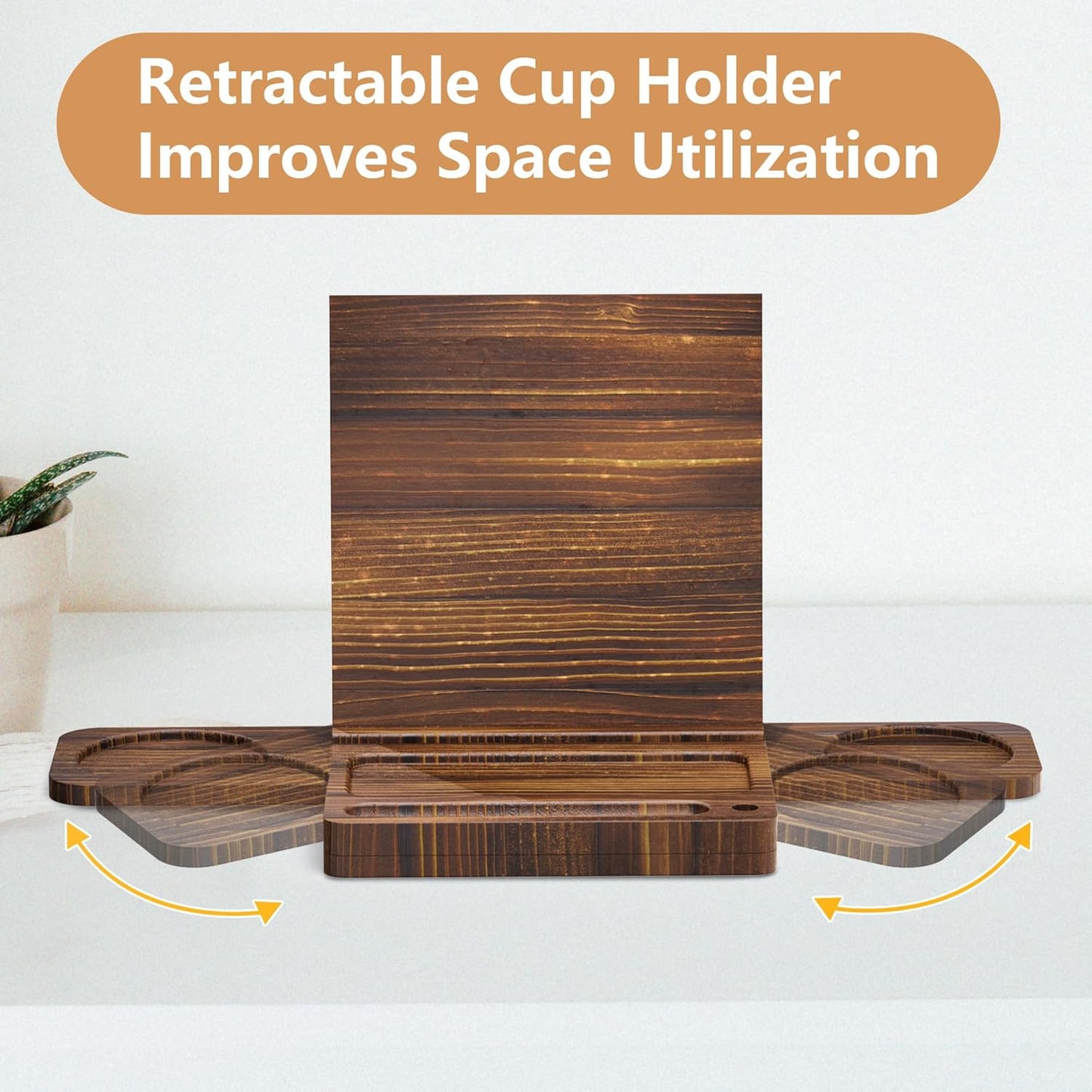 Triangle Book Holder Stand, Wooden Book Nook Reading Valet, Book Rest with Cup, Glasses & Pen Holder, YITOBA Book Display Stand for Reading in Bed, Coffee and Book Lovers (Brown)