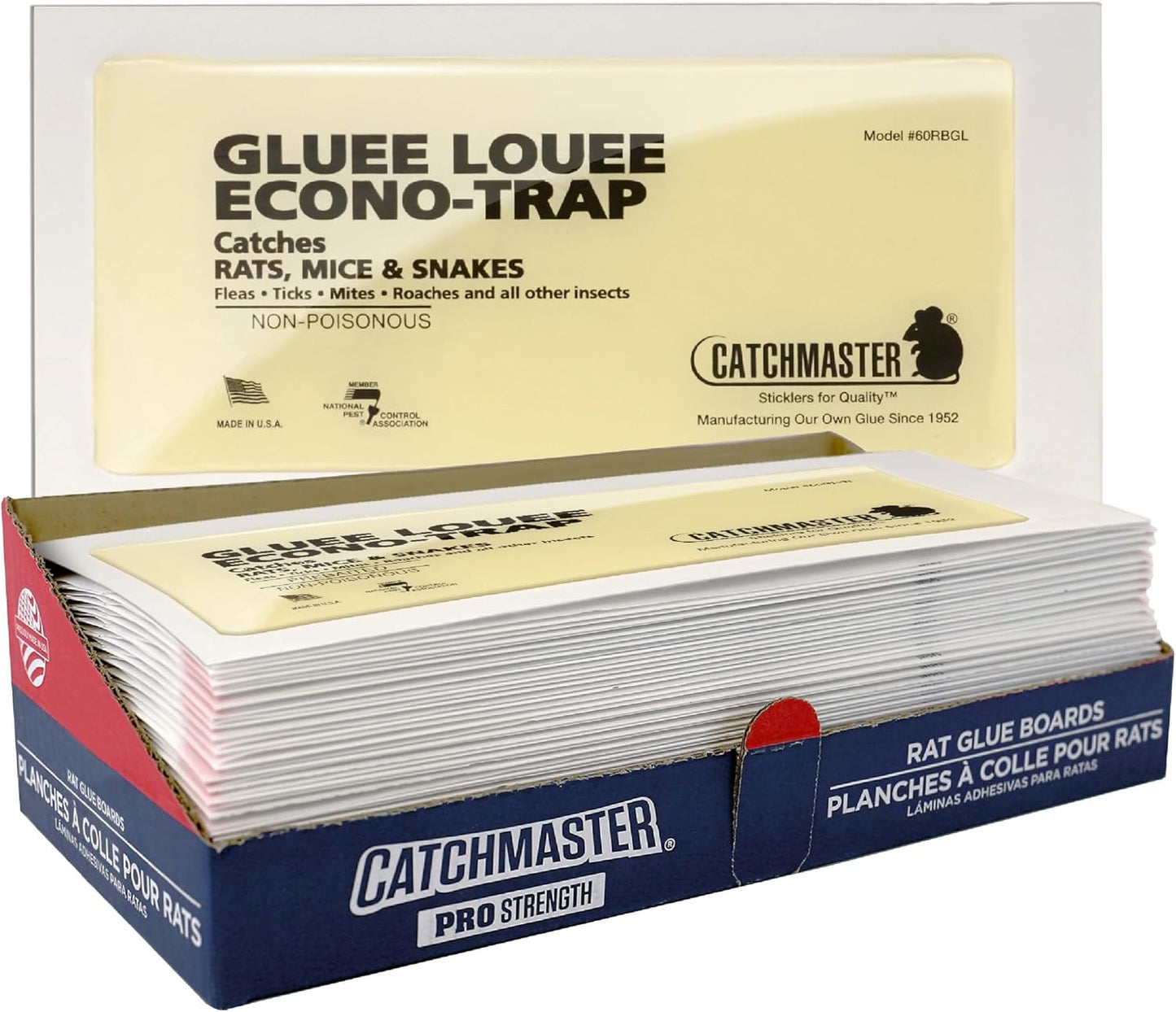 Catchmaster Gluee Louee Rat Extra Large Traps 30-PK, Heavy Duty Glue Trap, Mouse Traps for Home, Pest Control Adhesive Glue Boards for Inside House, Snake, Mice, & Spider Trap