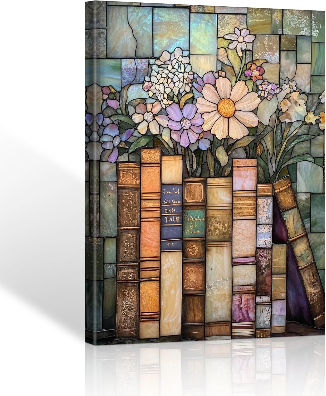 HYFBH Floral Book Canvas Wall Art Vintage Botanical Flower Oil Painting Poster Antique Aesthetic Wall Decor for Living Room Bedroom Gallery Office Reading Nook 16x24 Inch Ready to Hung