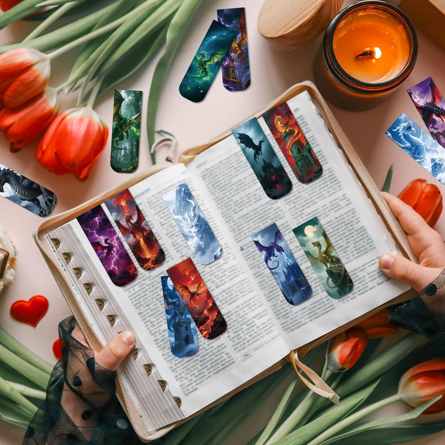 Dragon Magnetic Bookmark Gifts - 30 Pcs Cool Dragon Bookmarks Fantastic Animal Book Mark Magnet Book Marker Page Clip for Women Men Bookworms Reading Book Lovers Home Office Favor