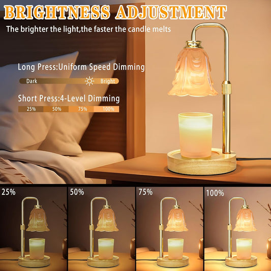 Candle Warmer Lamp with Timer Dimmer, Adjustable Height White Tulip Candle Wax Warmer, Christmas Birthday Gift for Mom Women, House Warming Gifts for New Home Bedroom Decor, White-Tulip