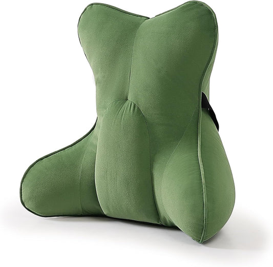 Lumbar Support Pillow(Pat. Pend) for Lower Back Pain Relief – Multi-Functional Ergonomic Lumbar Cushion, Reading Pillow for Office Chair, Car Seat & Sofa,Olive Green