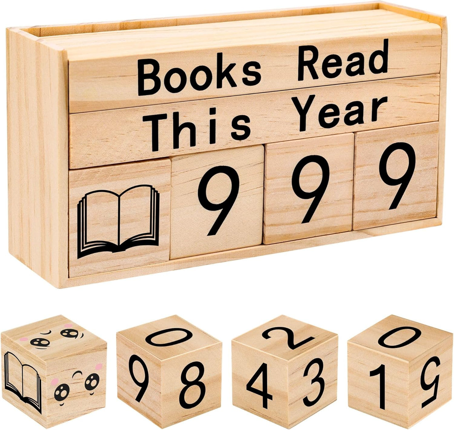 Books Read This Year Counter, Anglecai Book Tracker for Reading Goal Display Wooden Book Reading Tracker Sign Up to 999 Books, Bookworm Gift for Bookshelf Decor, Book Lovers