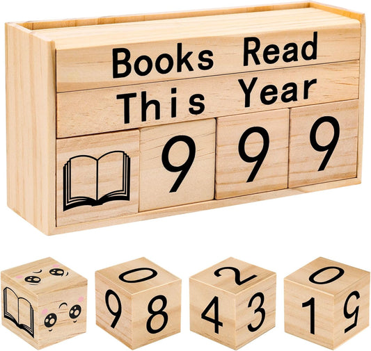 Books Read This Year Counter, Anglecai Book Tracker for Reading Goal Display Wooden Book Reading Tracker Sign Up to 999 Books, Bookworm Gift for Bookshelf Decor, Book Lovers