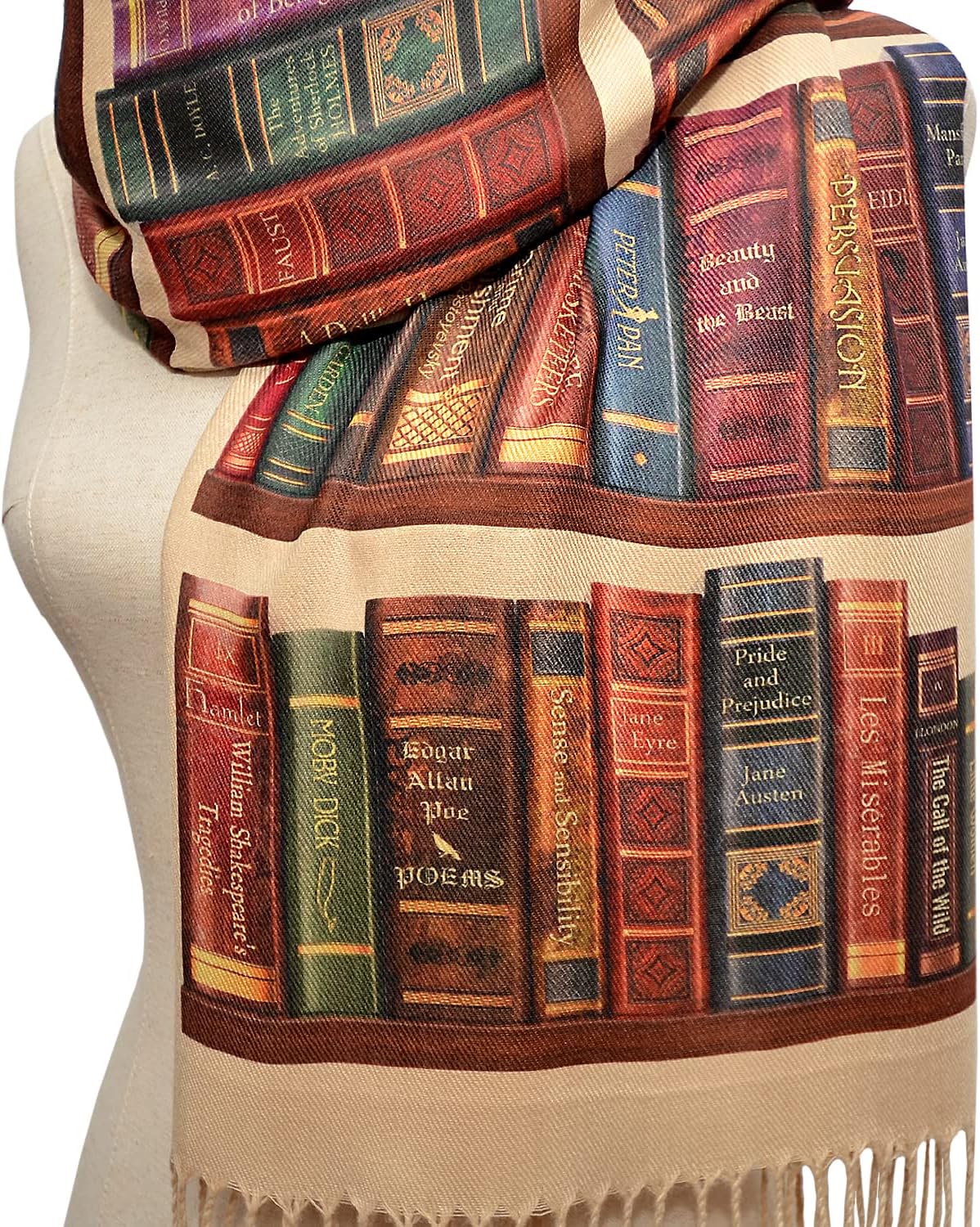 Universal Zone Bookshelf Scarf. Literary Shawl with the famous books' titles, Bookish Gift, Literary Gift, Book Lover Scarf, Librarian gift.