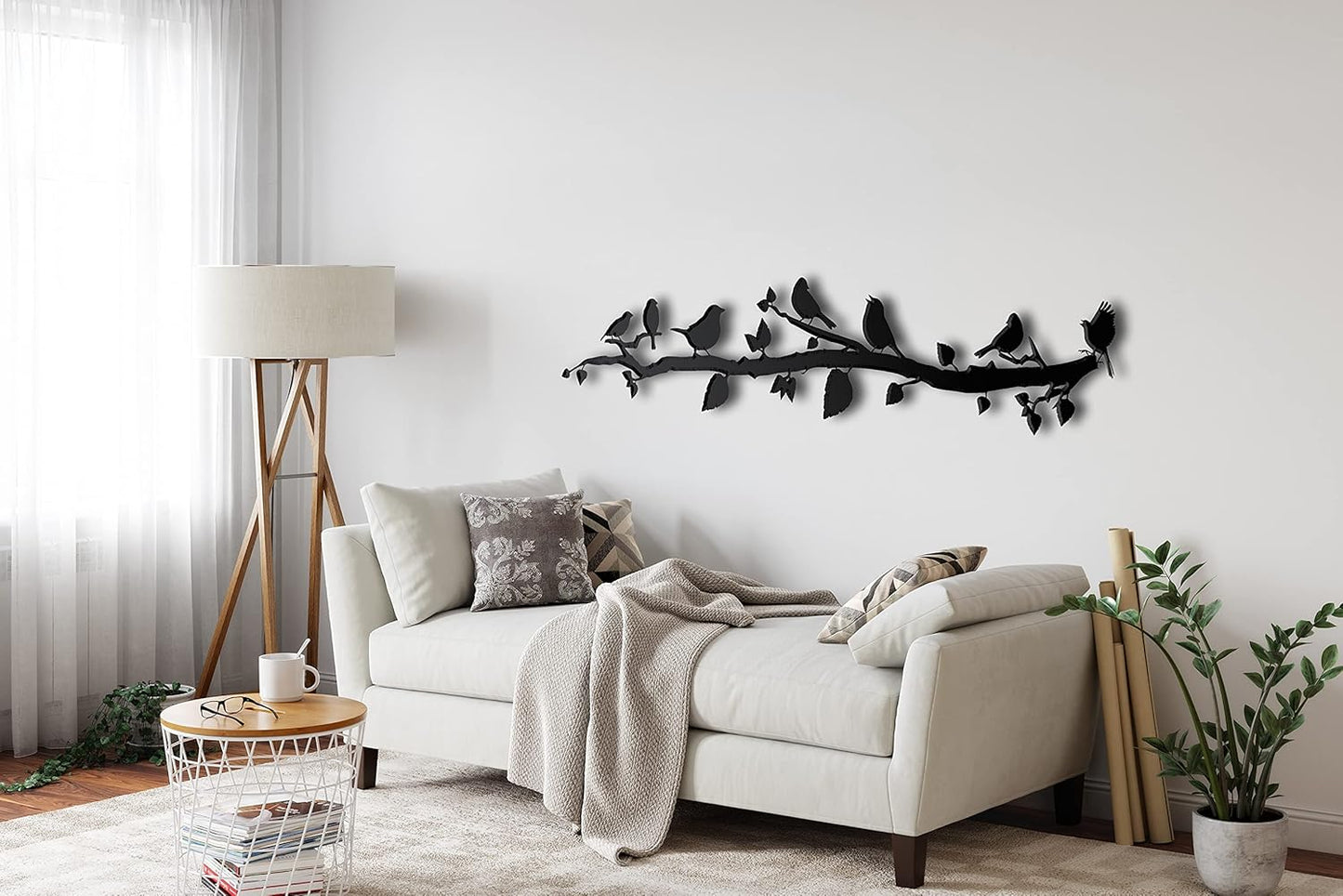 Metal Wall Decor, Birds On Branch,Home Decoration,Wall Sign, Metal Wall Art, Interior Decoration, Indoor Outdoor Hangings (*39"W x 9"H / 100x22cm)