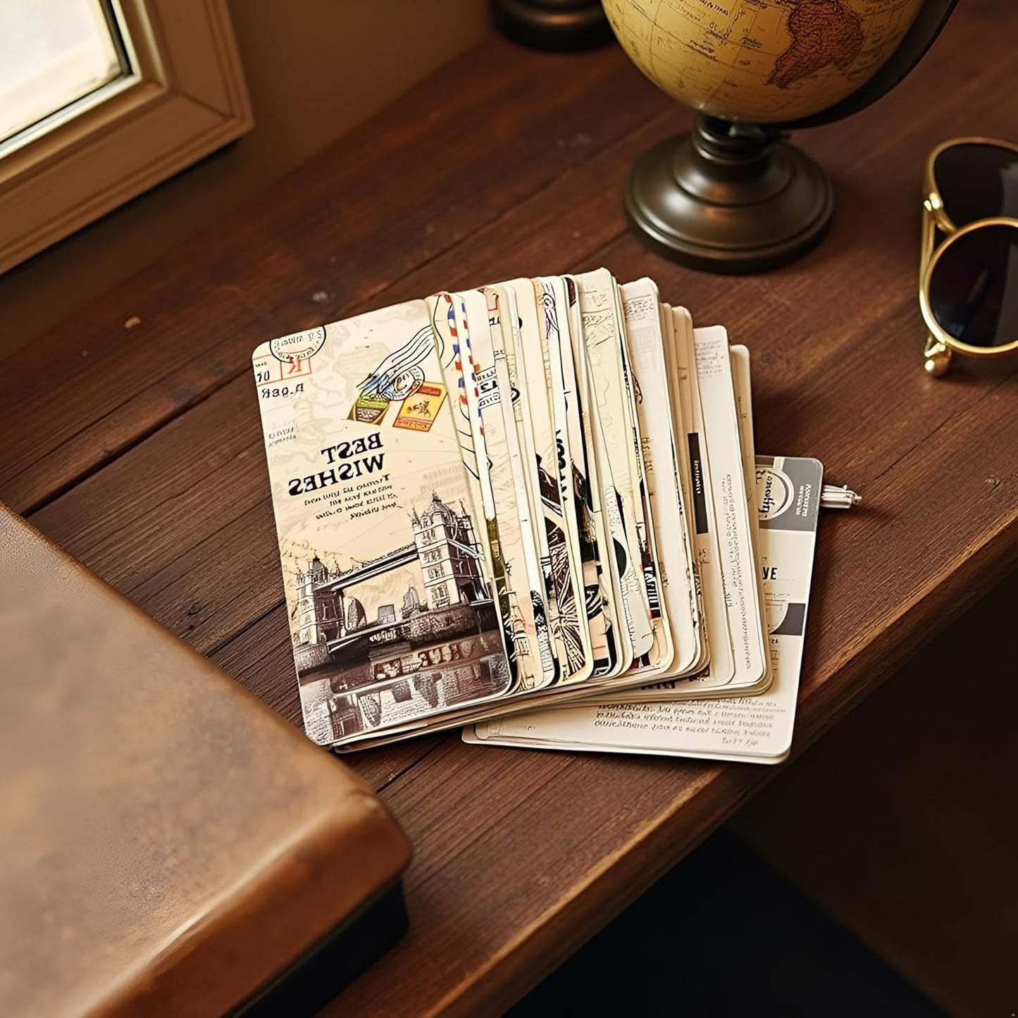 30 Piece Set Vintage European Scenes Retro Old Travel Postcard Bookmarks,Note Pads,Memo Pads Bookmarks Book Covers and Book Accessories