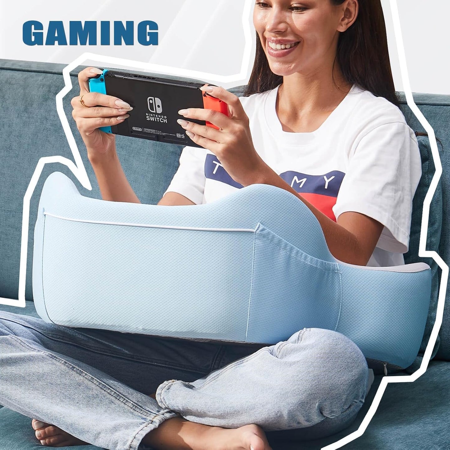 Reading Pillow, Lap Desk, Soft Laptop Pillow for Lap, Portable Desk, Gaming Pillow for Bed, Couch, Car