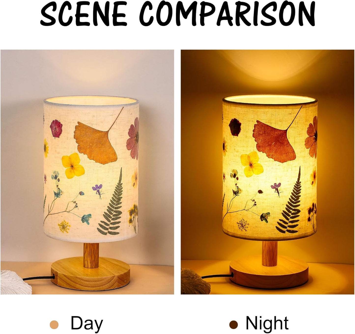 WSYEAR Dried Flowers Small Table Lamp Gifts for Women Her Wife-Pressed Flowers Bedside Lamps Vintage Night Light for Birthday Mothers Day Christmas