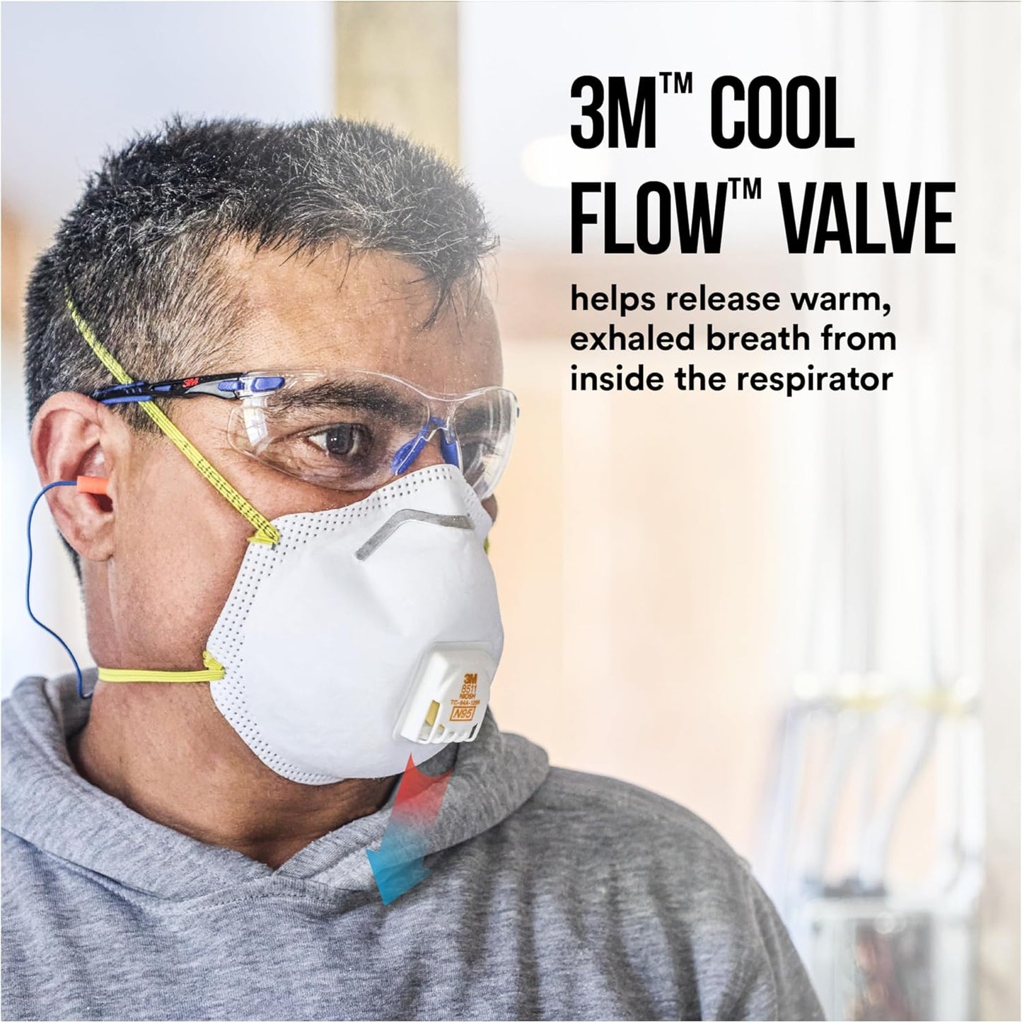 3M All-In-One Respirator, Best for Sanding, Fiberglass, Drywall, Painting, N95, Exhalation Valve Helps Direct Exhaled Air Downward, Relief From Dusts And Certain Particles, 10-Pack