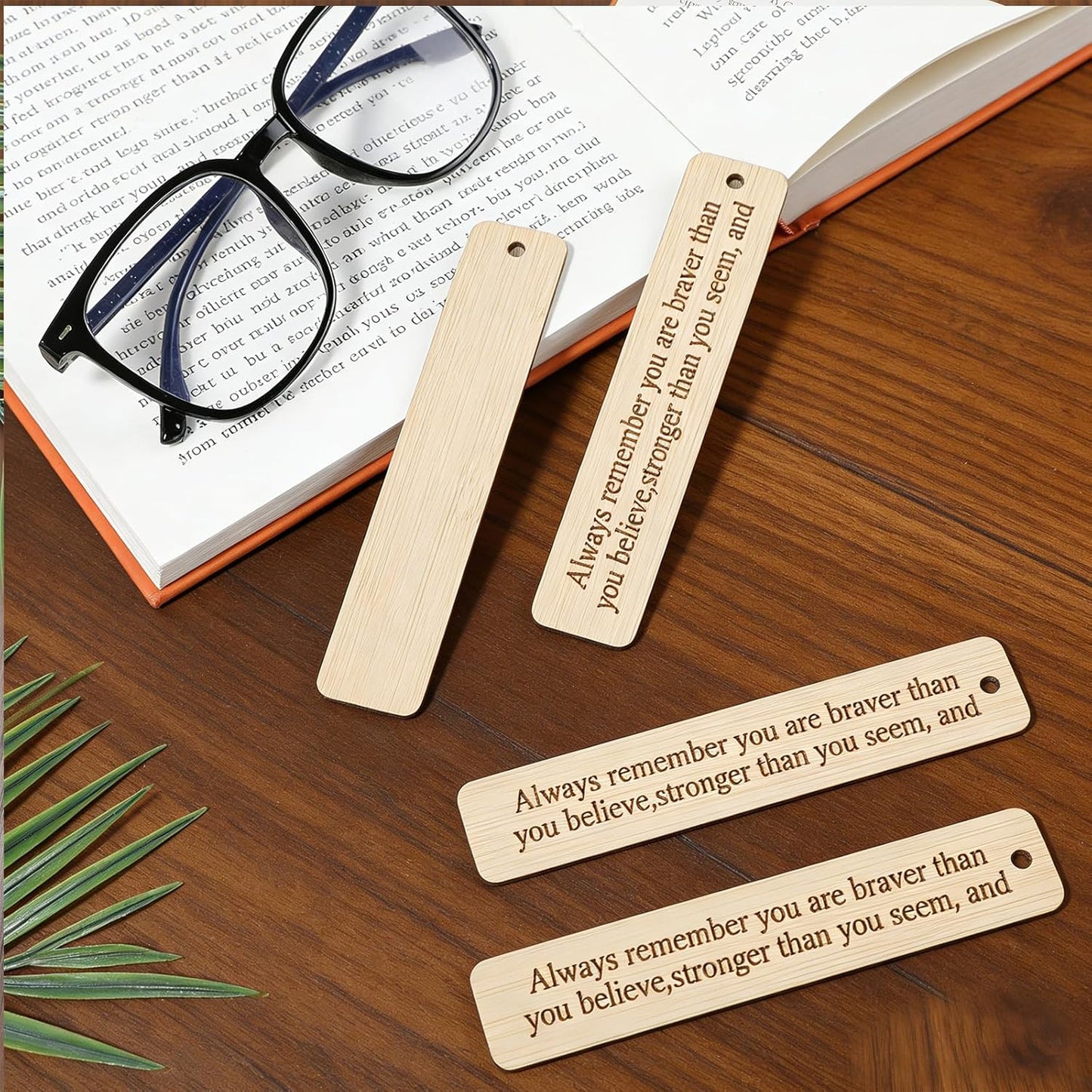 20 Pack Blank Bamboo Bookmark, 4.7 Inch Unfinished Craft Tags Engraving Bamboo Blanks Bookmarks Rectangle Wood Hanging Tags for DIY Gifts Book Marking Crafts Decors