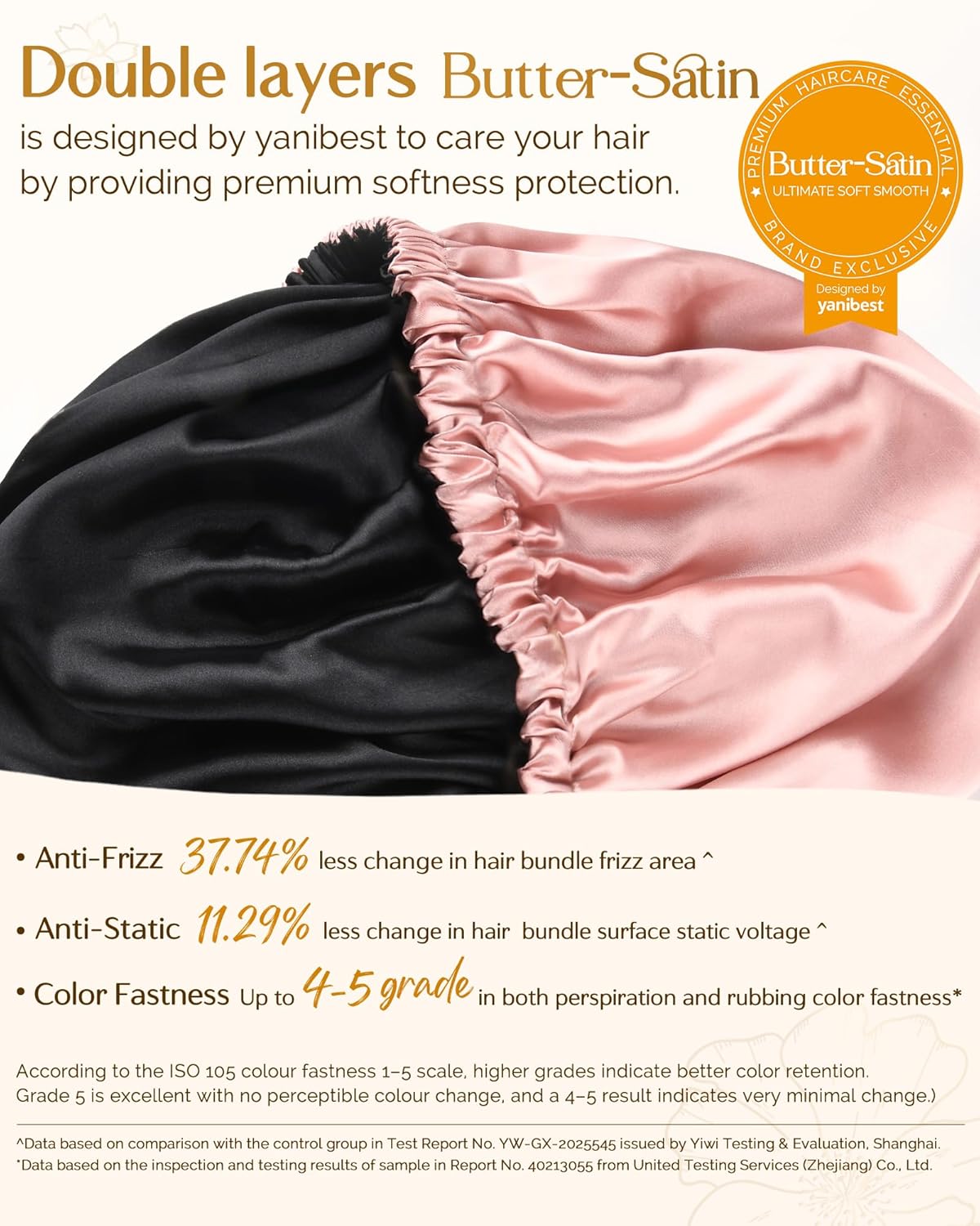 YANIBEST Adjustable Satin Bonnet Double Layer Hair Bonnet for Sleeping Bonnets for Women Hats Curly Natural Hair, Blush Pink