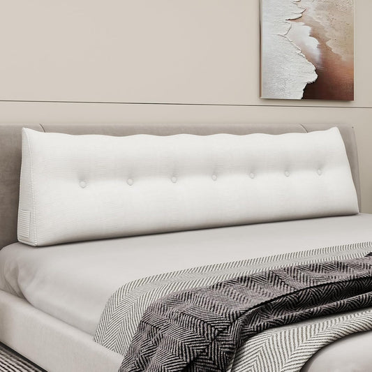 Wedge Pillow Headboard Triangle Bolster Pillow for Sitting in Bed Adults Reading Pillows Backrest Support, Corduroy Headboard Pillows Daybed Sofa Body Pillow Positioning Cushion (King,White)