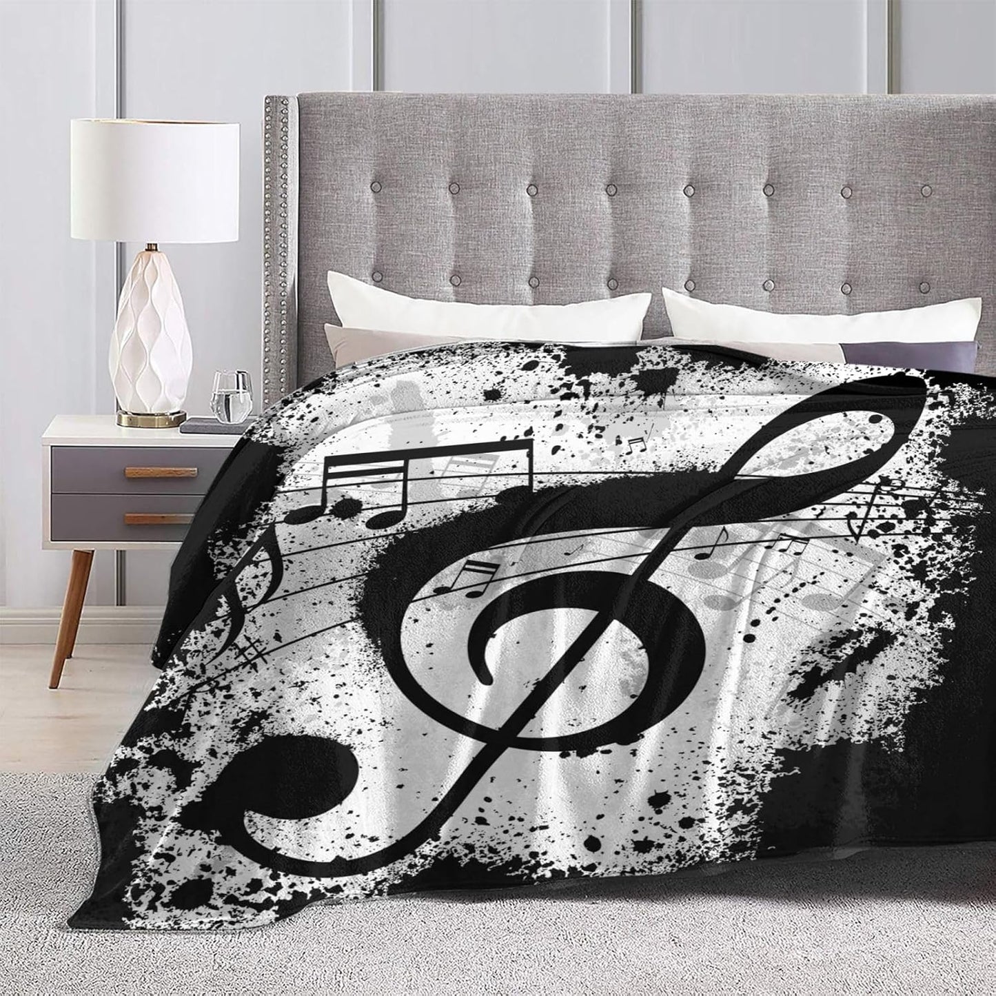 Musical Note Blanket Throw Blanket Flannel Lightweight Soft Plush Fuzzy Blankets for Bed Sofa Couch Livingroom Chair Car Travel Pet 50"x40"