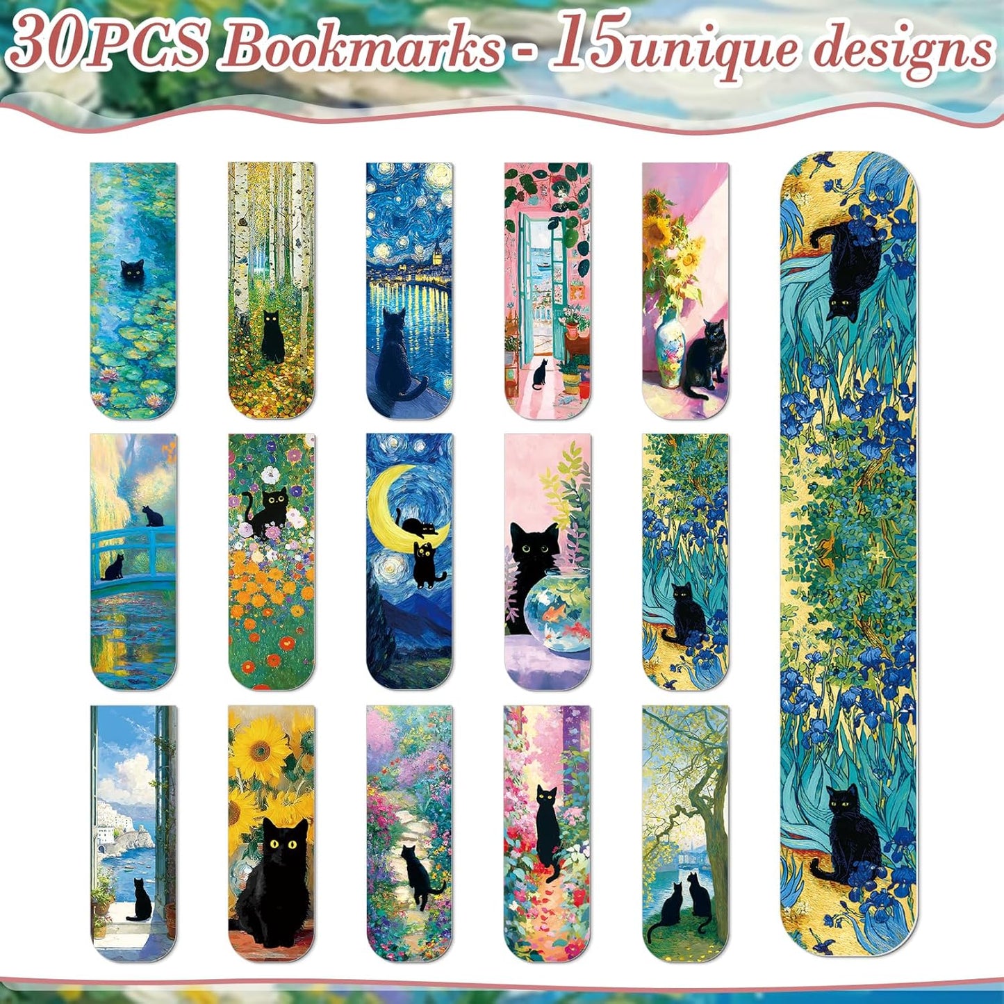 Black Cat Magnetic Bookmark Gifts - Cosmisun 30 Pcs Cute Cat Magnetic Bookmarks for Women Cats Lover Book Markers Animal Magnets Page Clip Gifts for Book Lover Students Teachers Bookish Reading