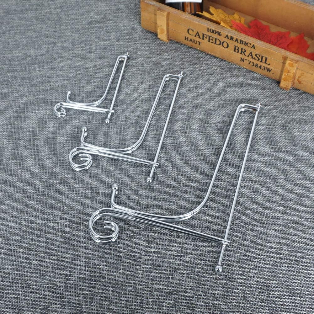 LIONWEI LIONWELI 6 Pack Iron Display Stand,Silver Iron Easel Plate Holder Stand for Displaying Pictures, Plates, Books and Arts (4, 6, 8 inch)