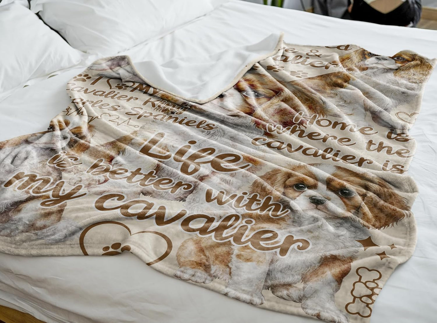 Cavalier King Charles Spaniel Blanket Gifts for Dog Lover & Owner, Cavalier Gifts for Women & Men, Dog Mom & Dad, Soft Flannel Blanket, 65 x 50 inches