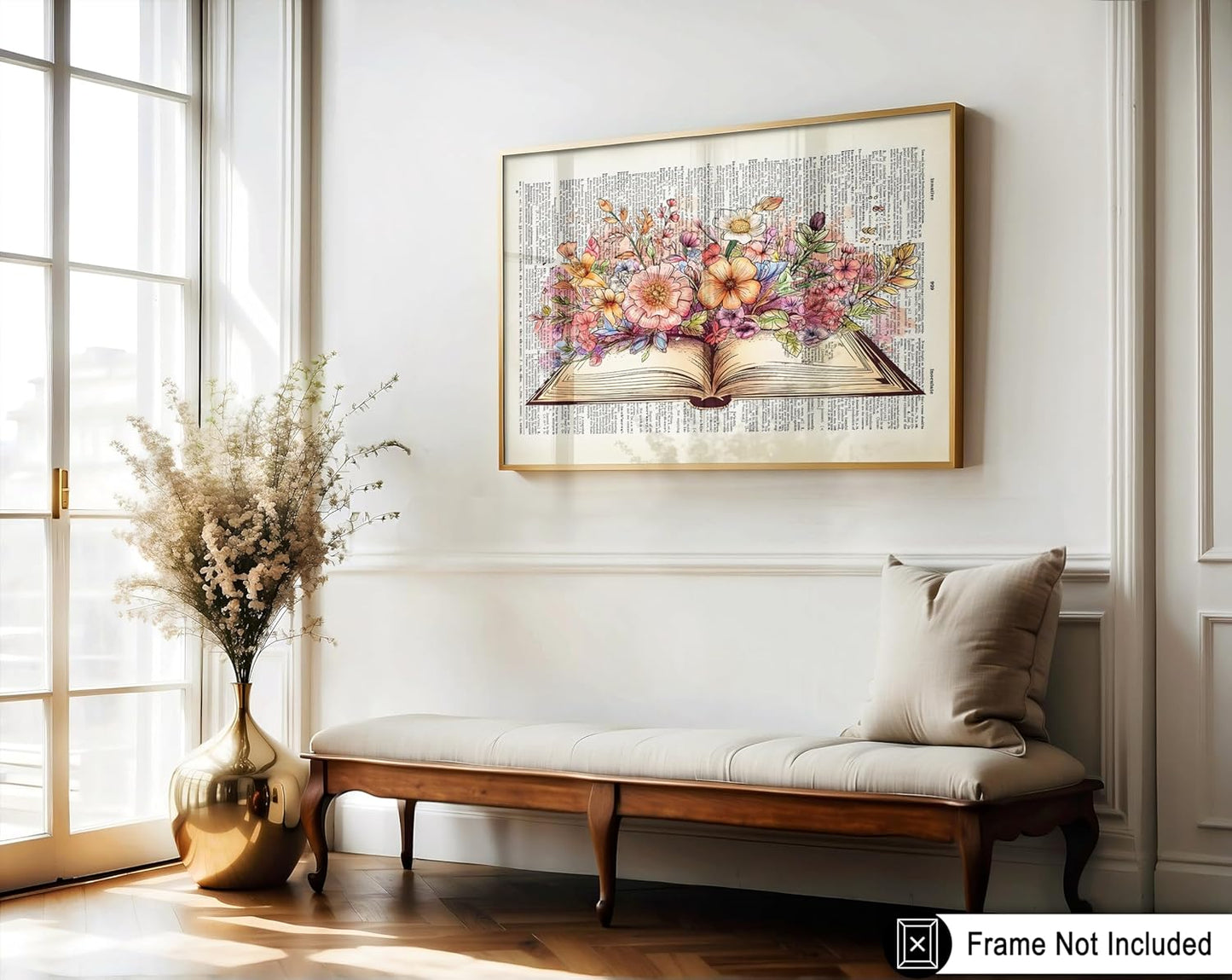 Poster Master Dictionary Art Poster - Floral Book Print - Flower Wall Art - Chic Gift for Men, Women, Teacher & Student - Colorful Decor for Bedroom, Office, Dorm or Library - 8x10 UNFRAMED Wall Art