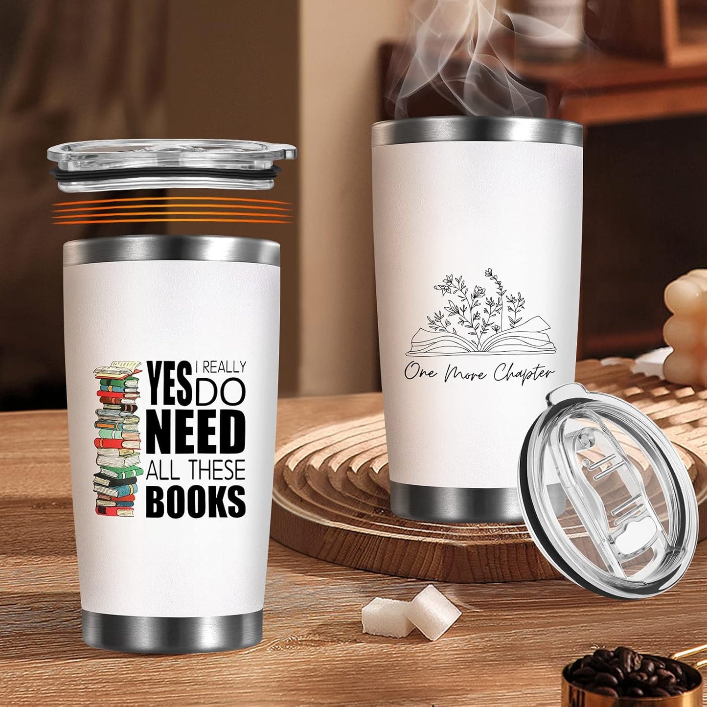 Petitian Book Lovers Gifts Tumbler: Yes I Really Do Need All These Books Nerd Gifts 20 oz Stainless Steel Coffee Mug for Women, Librarian, Bookworm, Bookaholic